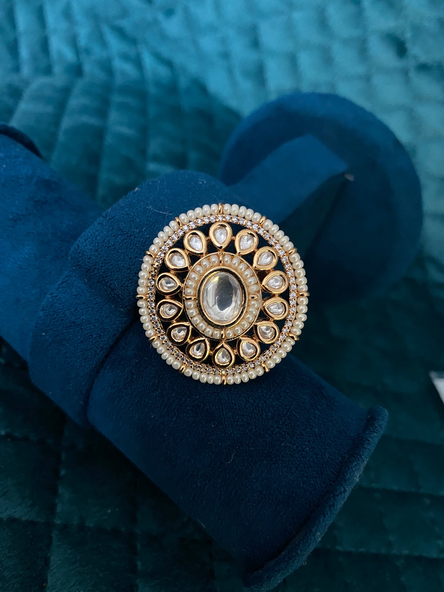 Kundan pearl ring