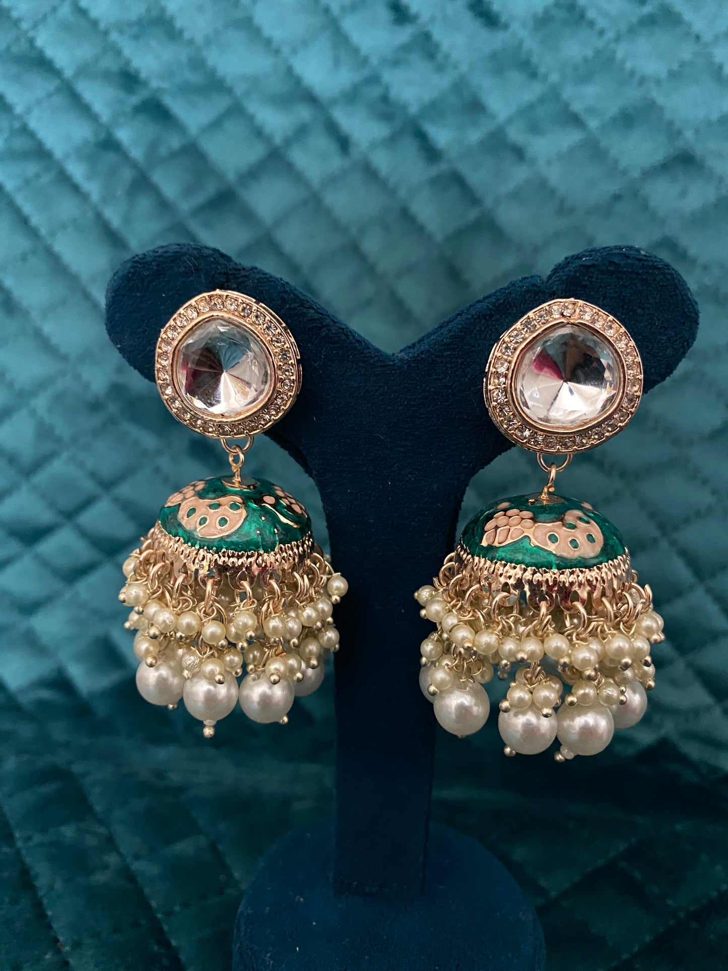 Turquoise blue Meenakari Jhumka