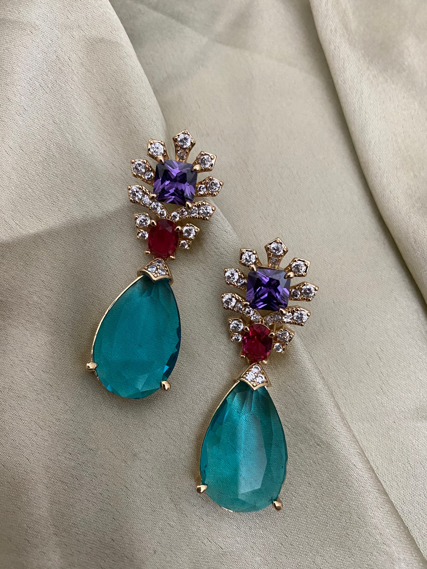 Aqua pink earrings