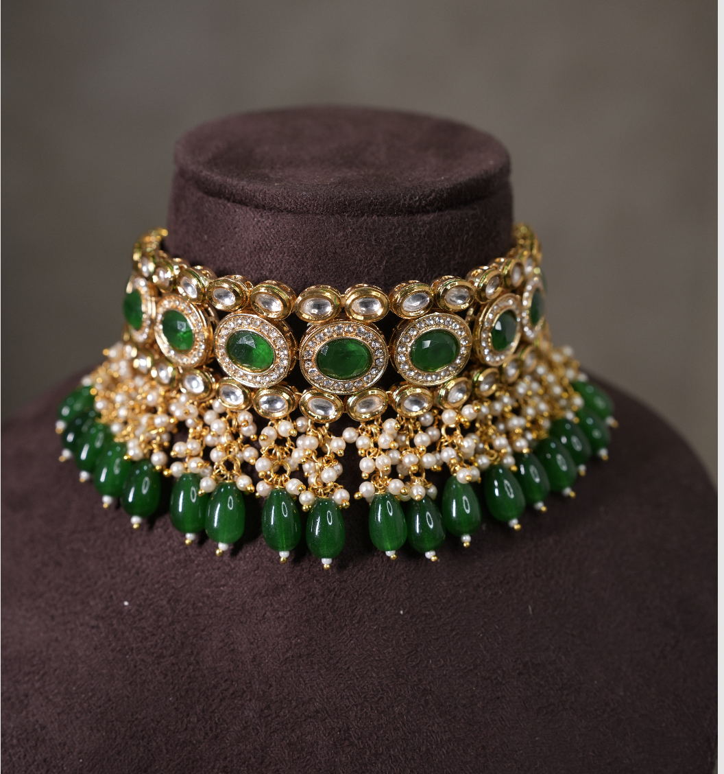 Leher Kundan Necklace Set