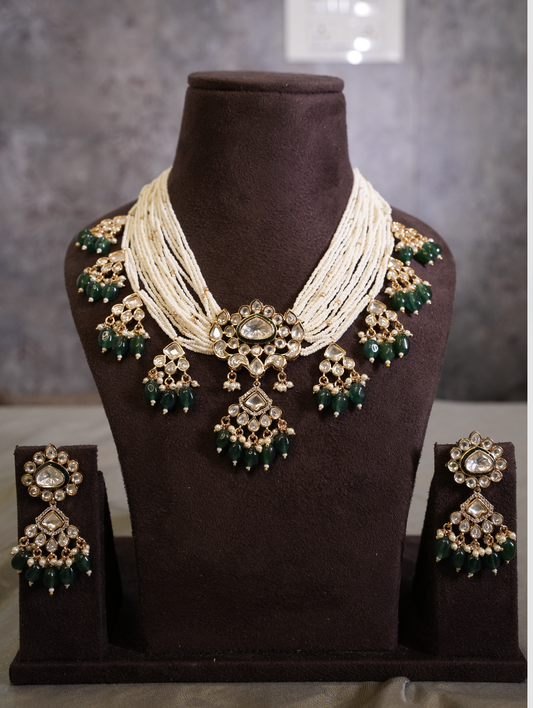 Alam pearl kundan set