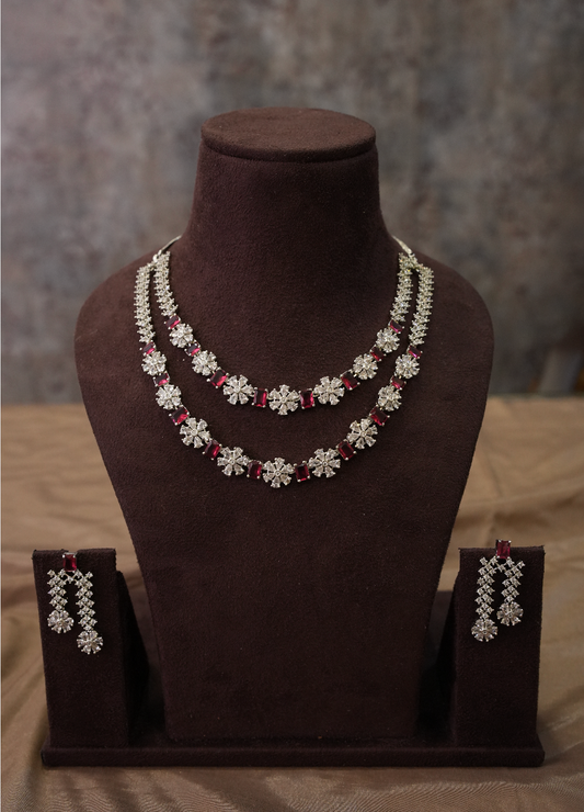 Ruby diamond two layer necklace