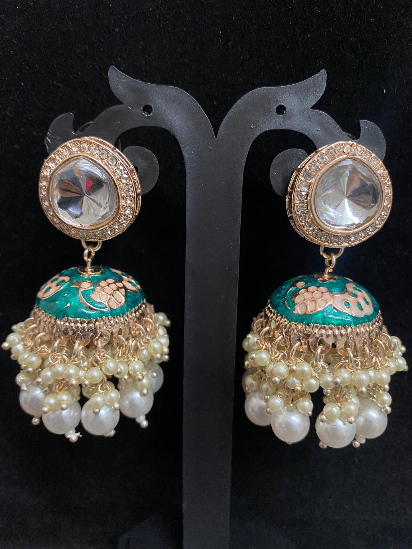 Turquoise blue Meenakari Jhumka