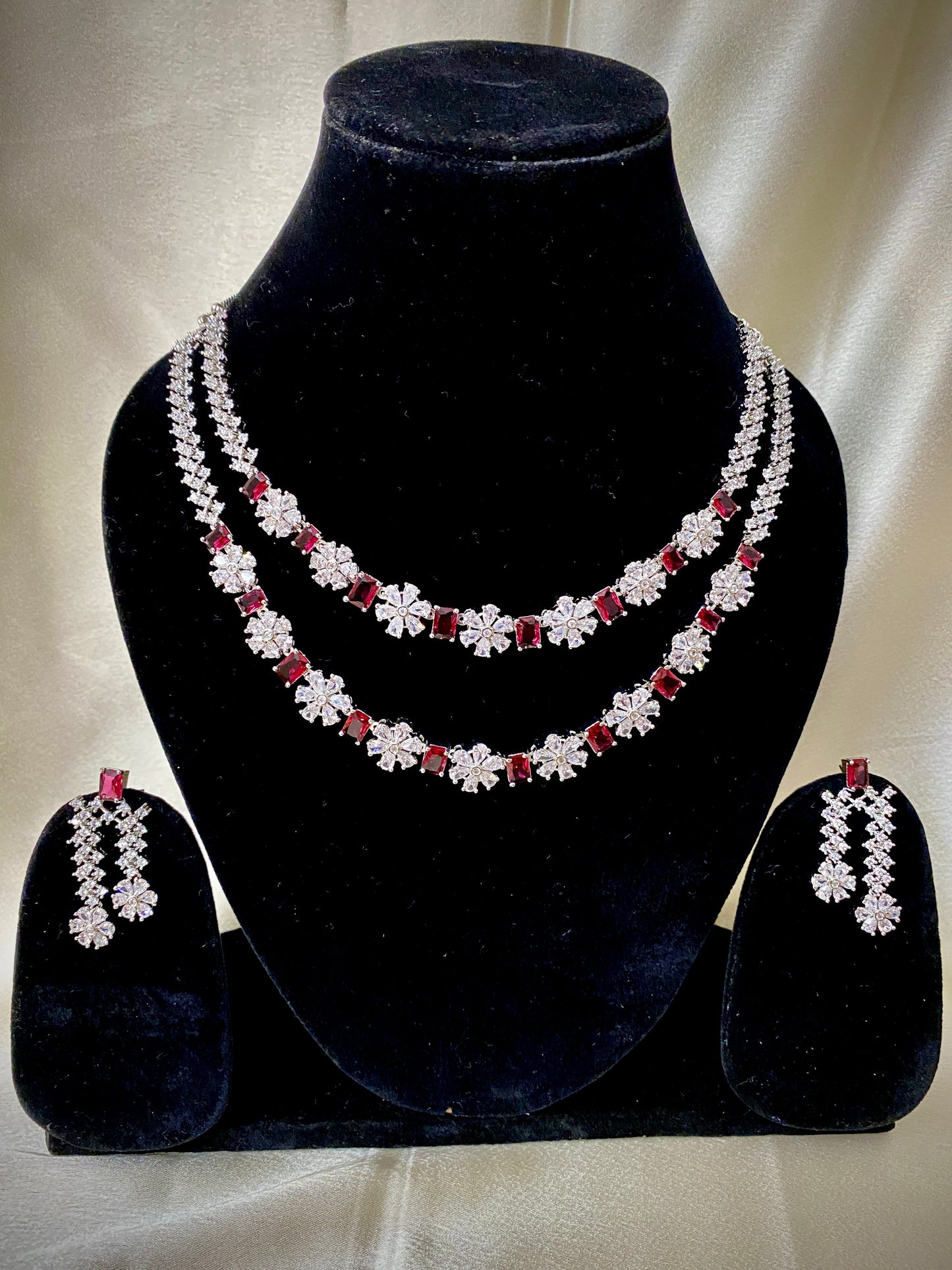 Ruby diamond two layer necklace