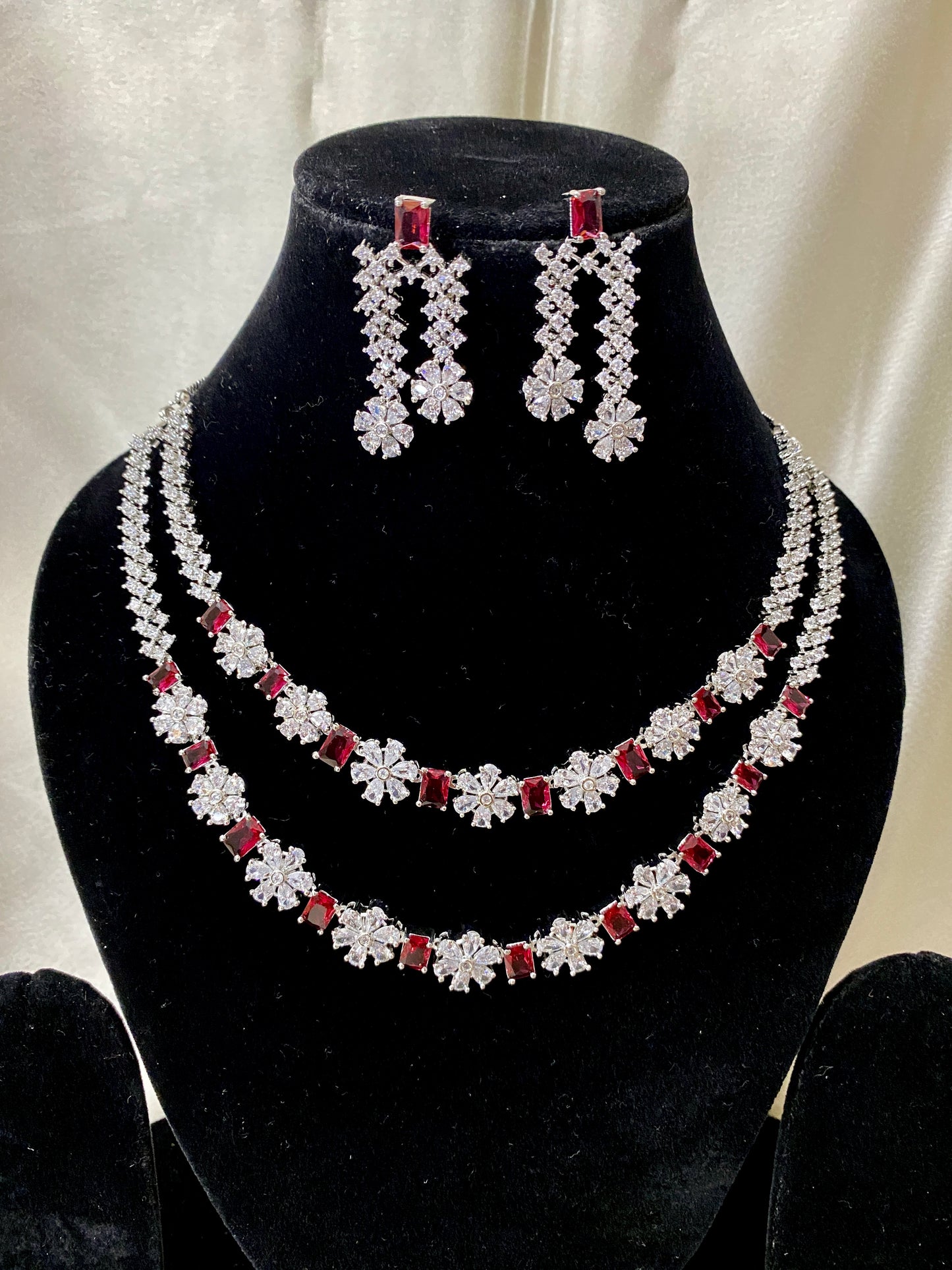 Ruby diamond two layer necklace